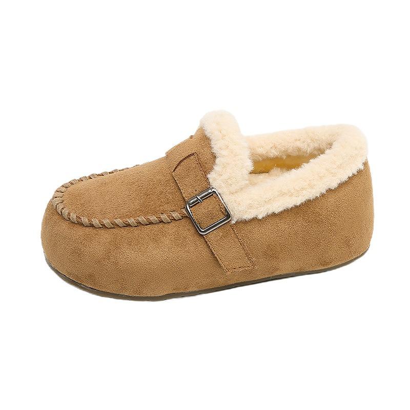 

Thick-soled velvet women s winter new belt buckle one-pedal heightening cotton shoes women s warm loafers women s shoes 40