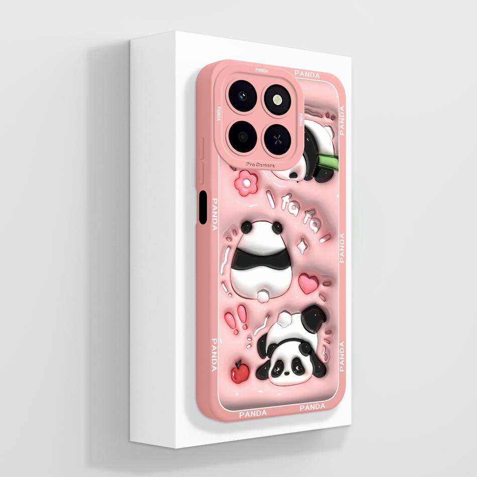 For Honor X6C Phone Case Cute Panda Soft Back Cover High Quality Liquid Silicone Anti Drop Funda Lightweight Couple Bumper Gift
