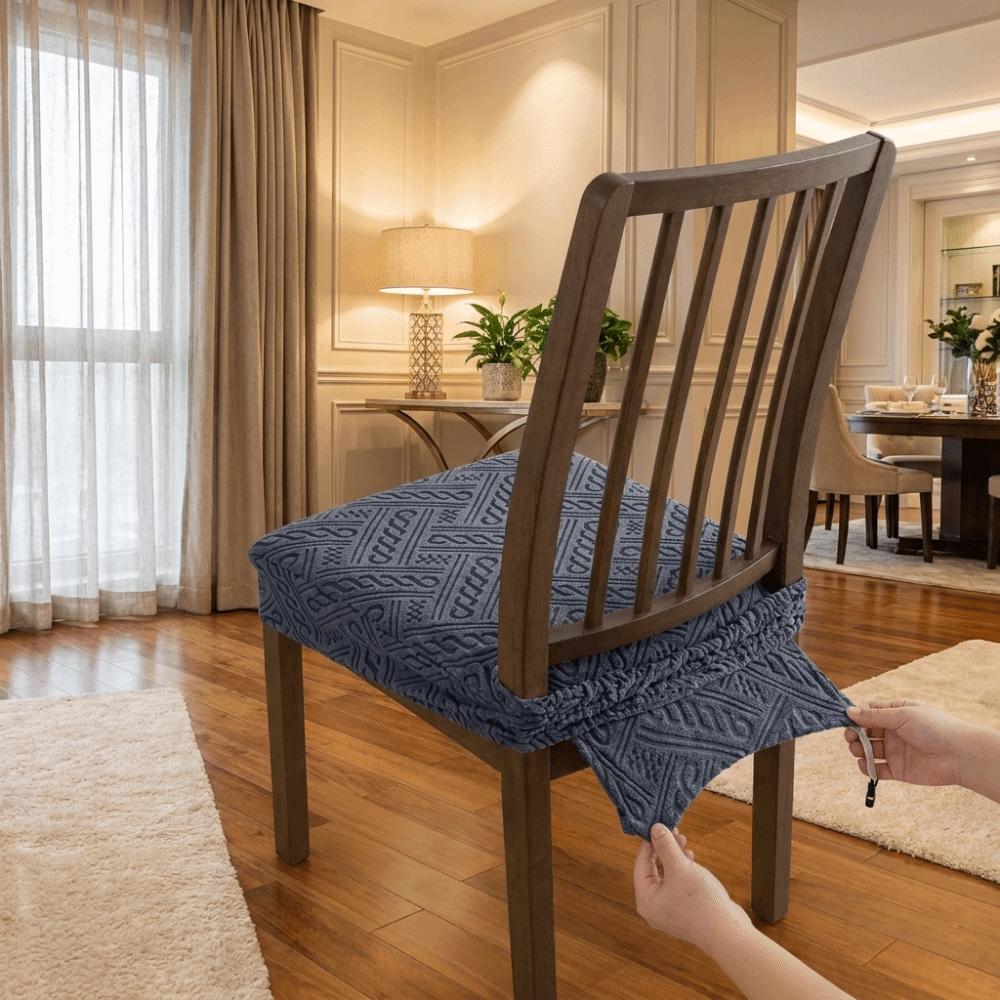 Non-Slip Elastic Chair Cover Removable Stool Cover Jacquard Dining Chair Slipcover Kitchen