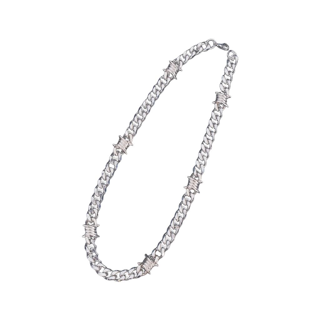 Colier unic cu lanț cubanez cu spini, brățară, accesoriu de bijuterie elegant pentru pasionații de stil hip hop și punk