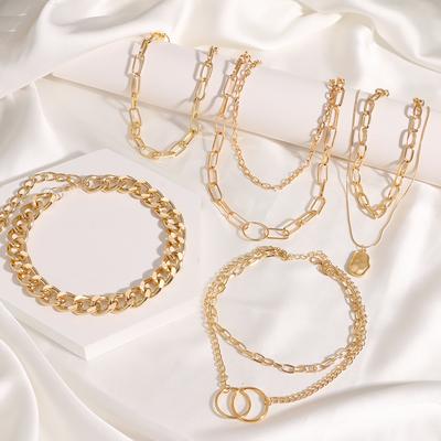 21 Styles Necklace Female Clavicle Chain  Cold Wind Simple Double-layer Jewelry Metal Retro