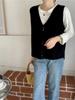 Korean Version Solid Pocket Knitted Vest Cardigan Women's Autumn Winter New Loose Fashion V-neck Sleeveless Sweater Vest