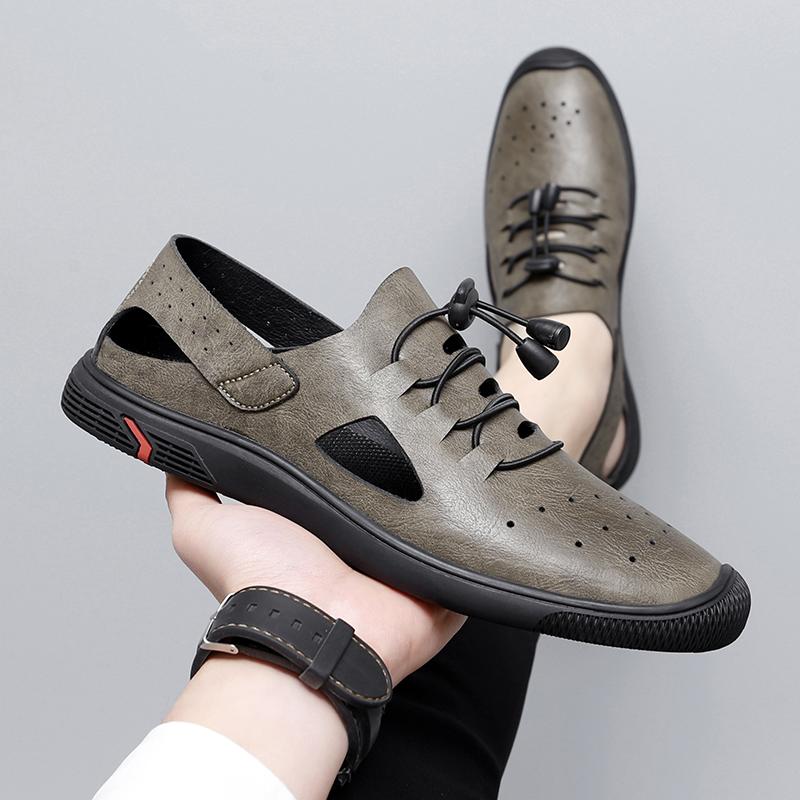 2024 Summer Sandals Men Leather Classic Roman Sandals Slipper Outdoor Sneaker Beach Rubber Flip Flops Men Water Trekking Sandals