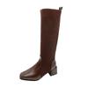 Damen Sockenstiefel Elastisch Dünn Lange Stiefel Retro Damen 2026 Herbst Winter Dicker Absatz Bequem Gestrickt Kniehohe Stiefel Damenschuhe