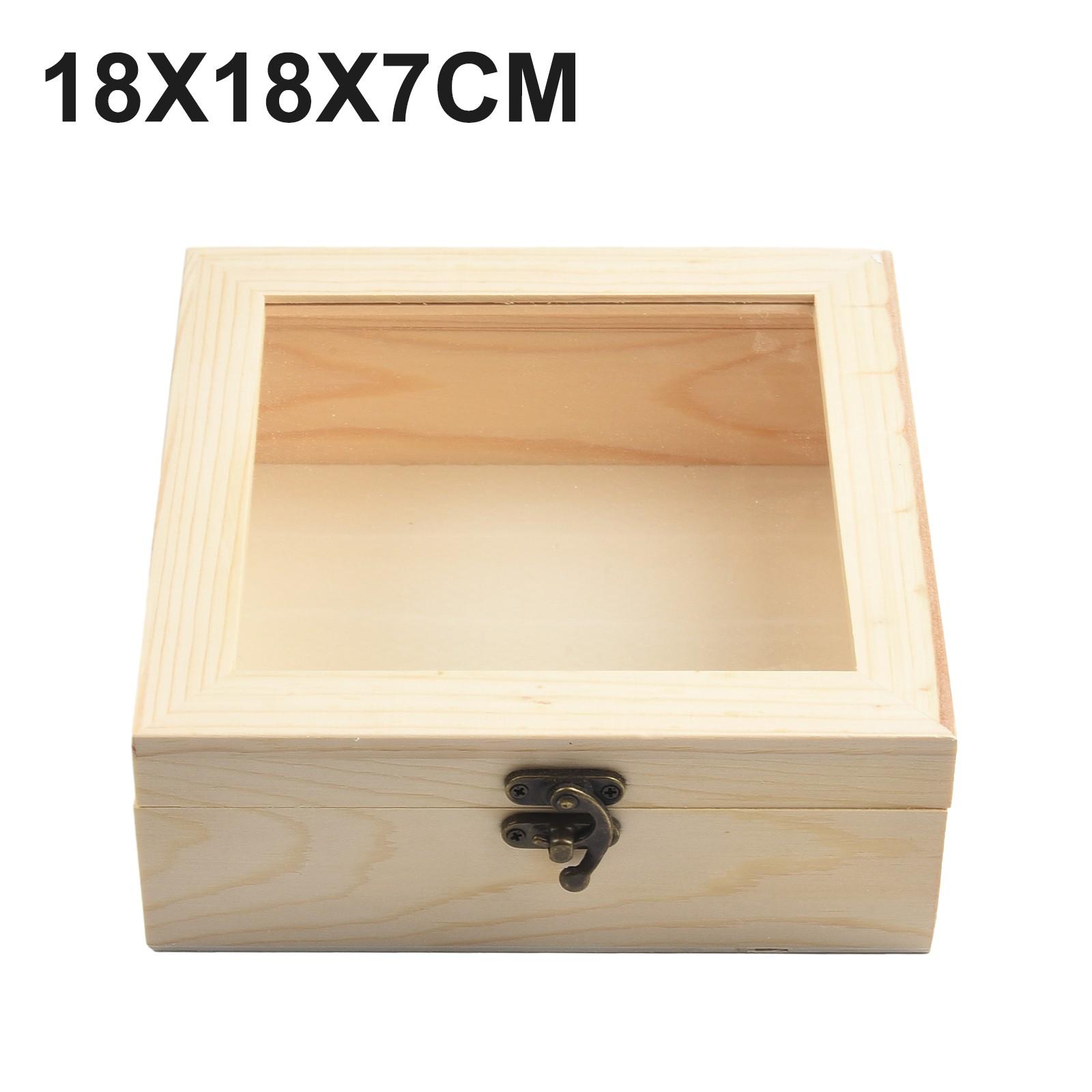 

Storage Box Hinged Jewelry Box Pine Souvenir Square 18x18x7cm