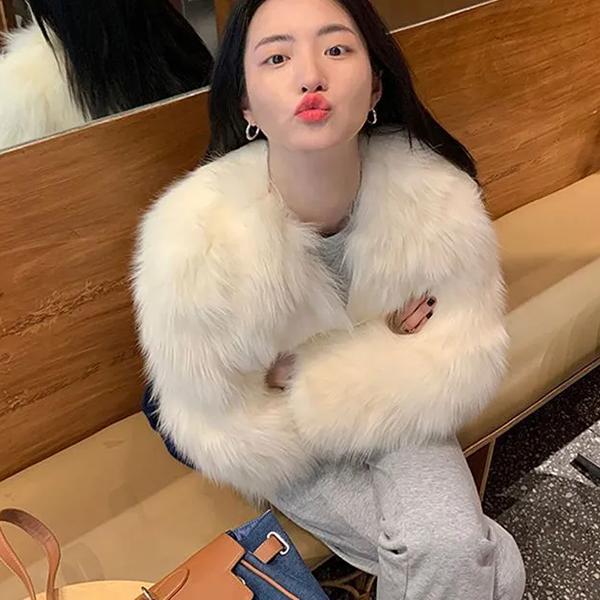 

WTEMPO Женские утолщенные теплые плюшевые пальто с круглым вырезом на осень-зиму, большие размеры, ветрозащитные, утепленные куртки из искусственного меха L бежевый