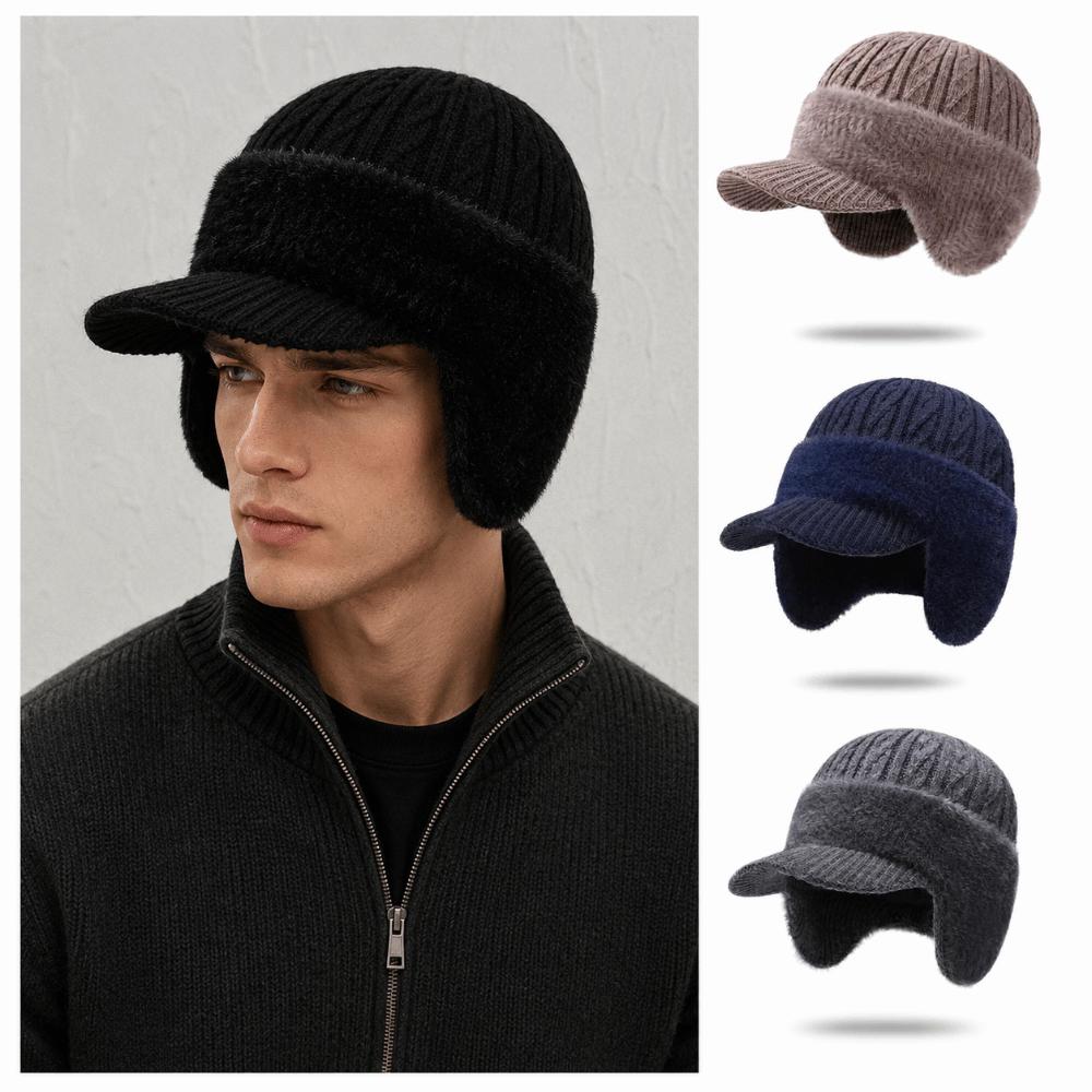 Thicken Thick Knitted Hat Knitted Outdoor Beanie Hat Ski Sports Hat Middle-aged And Elderly People