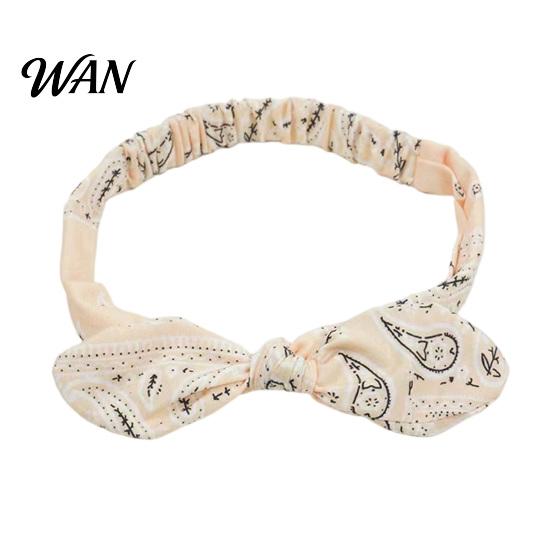 Comfortable Headband Elastic Rabbit Ear Knot Design Hair Wrap Secure Fit Wave Boosting Compression Band Paisley Pattern Headwrap