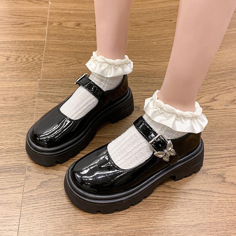 

Белые туфли-лодочки с круглым носком, женские, новые весенние, Baida, ретро, в британском стиле, на платформе, под юбку, туфли Мэри Джейн 35 чёрный