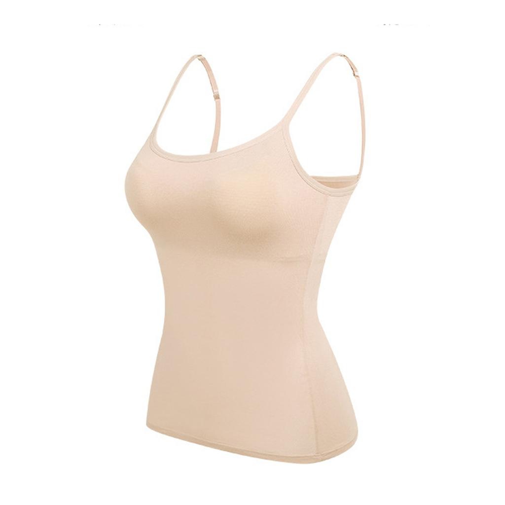 Women's  Tank Top With Integrated Bra Undershirt Adjustable Without Underwire Wide Straps Camisole Basic Cami Tanks Tops For Women