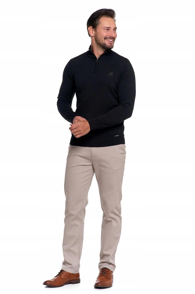 Men's Cotton Sweater with Stand-Up Collar and Zipper Elegant Cotton MORAJ XL BLACK