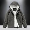 Men's Casual Lamb Wool Cotton-padded Jacket, Piled and Thickened Middle-aged and Young People Hooded Cotton-padded Clothing, Retro Tooling