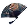 Portable Cheongsam Dance Folding Fan with Tassels: Traditional Summer Bamboo Fan