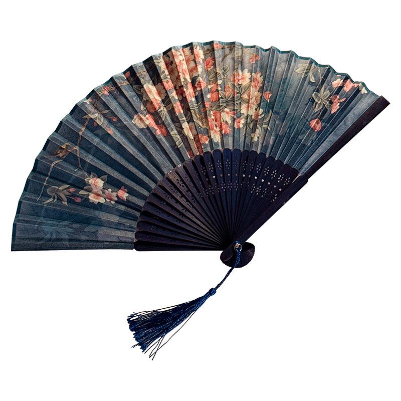 Portable Cheongsam Dance Folding Fan with Tassels: Traditional Summer Bamboo Fan