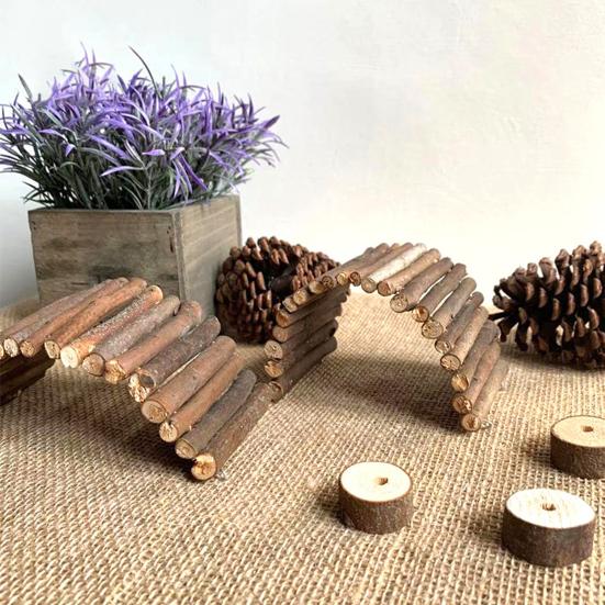 Hamster Ladder Arch Pet Shelter Bridge Stable Cage Wood Multifunctional Toy