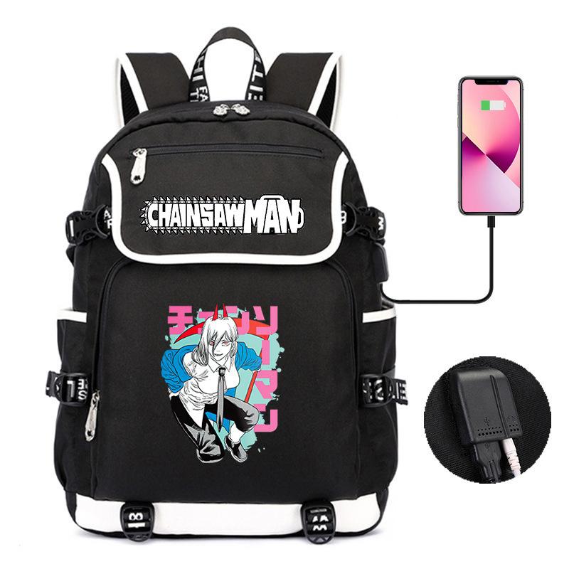 Chainsaw Man Backpack Teen Student School Bag Usb Computer Bag