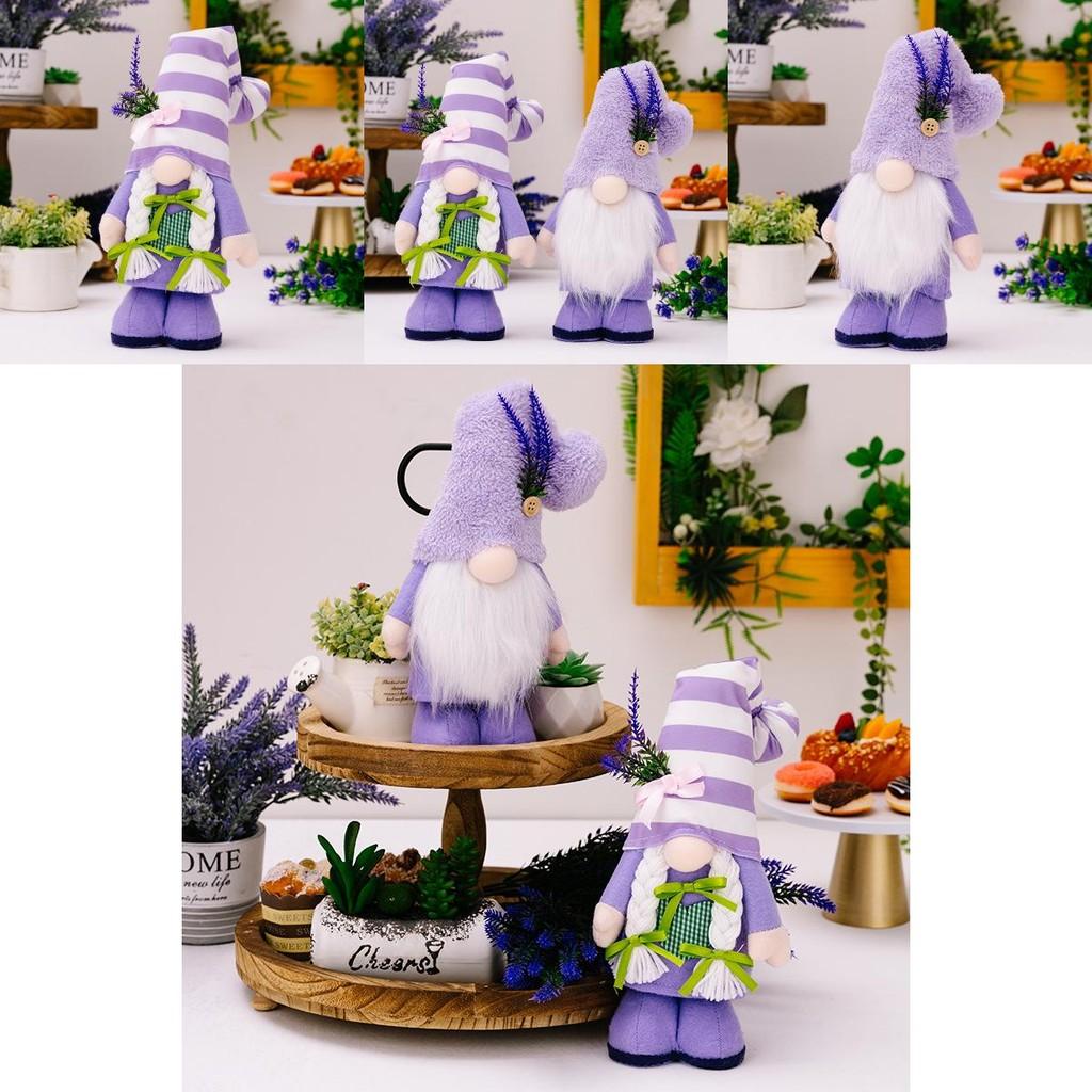 Elegante Lavendel-Lila Wichtel Tischdeko Figur für Muttertagsfeierlichkeiten aus Polyestermaterial