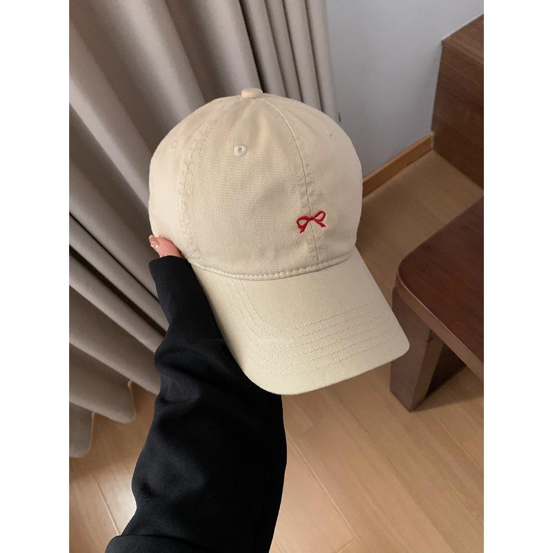Sweet Little Bow Embroidered Cap Women's New Deepened Big Head Circumference Wide Brim Soft Top Baseball Cap