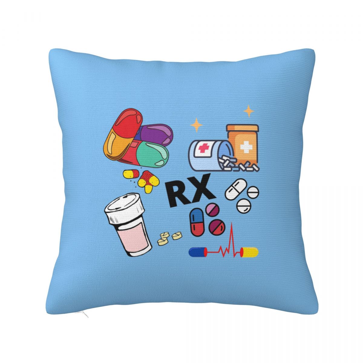 Pharmacy Pattern Pills RX Square Pillowcase Cushion Cover Pillow Case Throw Pillow Cover for Home Bedroom Car 30cmx30cm