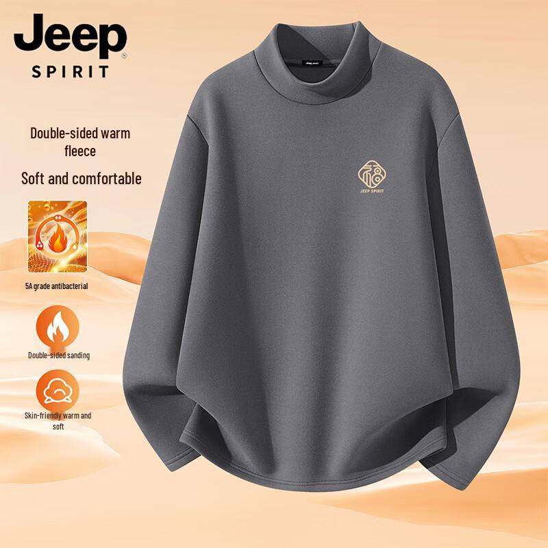 JEEP SPIRIT Men s Fleece-Lined Mock Neck Long-Sleeve T-Shirt 2XL