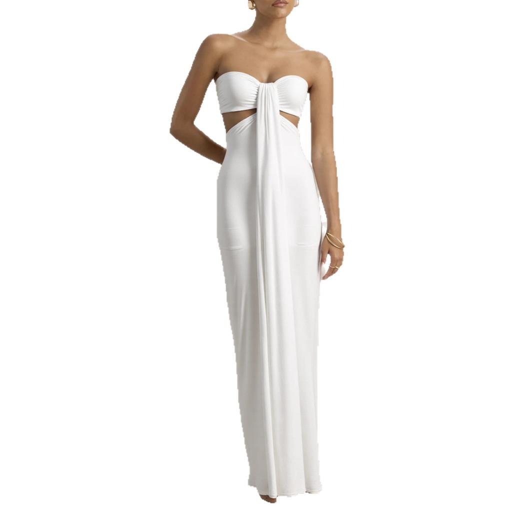 European and American style sexy one-word collar streamer dress popular hollow slim sleeveless night dress