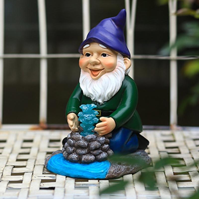 Garden Gnome Statues Outdoor Decoration Resin Solar Light Outdyoor Statue Led Garden Decoration Windproof Lamp Ornaments