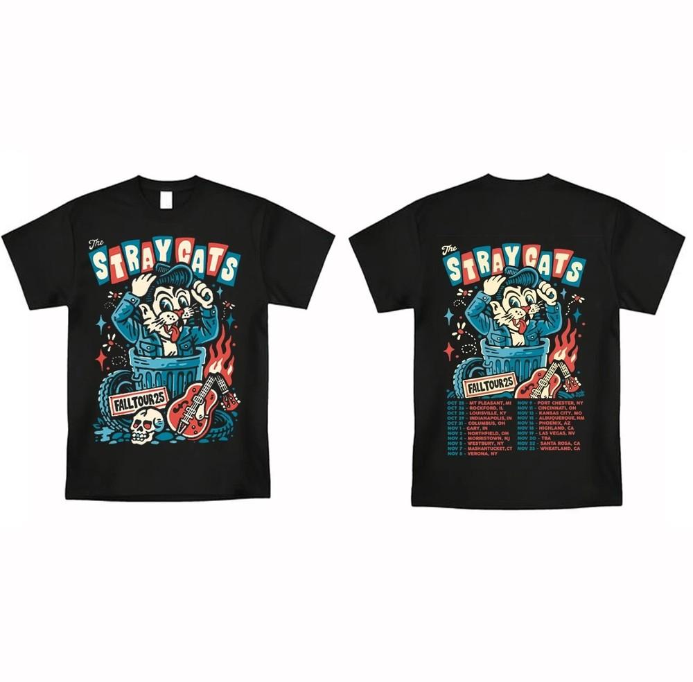 The Stray Cats 2025 Tour T-Shirt Unisex Classic Cotton All Sizes BT1355 Unisex T-Shirt S