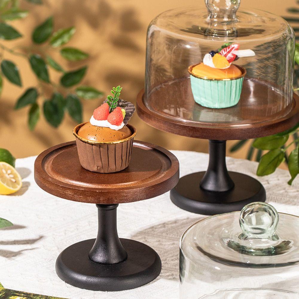 Circular Shape Wooden Cake Stand High Base Fruit Snacks Storage Tray  Wedding