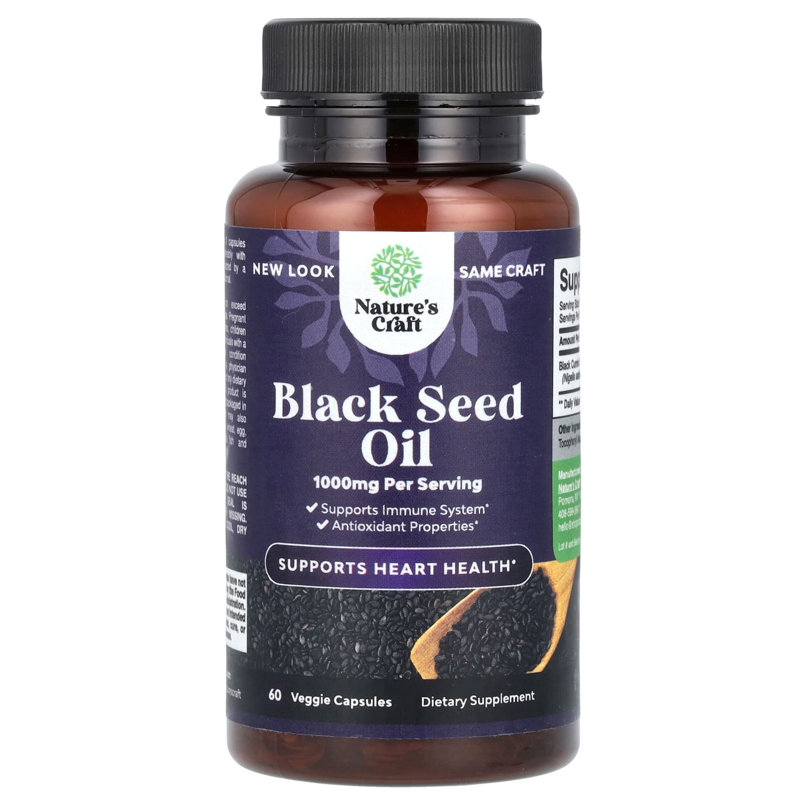 

Nature S Craft, Black Seed Oil, Veggie Capsules, 60 (500Mg per Capsule)