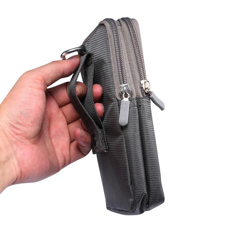 Nylon Mobile Phone Waist Bag with Double Zippers for Men