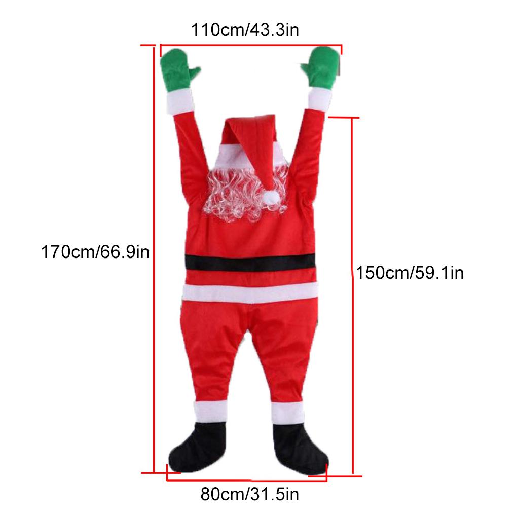 Outdoor Santa Claus Ornaments Cute Climbing Santa Claus Decoration For Porches And Trees Durable