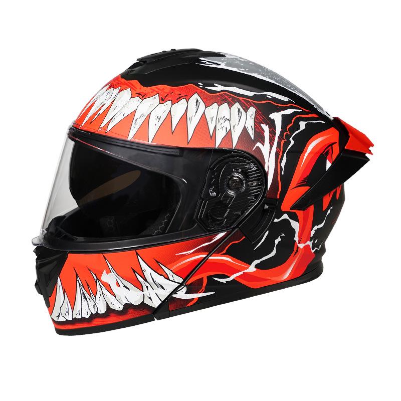 3C Certified Flip-up Dual Visor Full Face Helmet for Men and Women - All Seasons