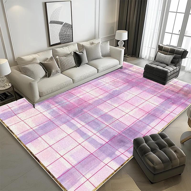 Modern Geometric Carpets for Living Room Grid Decoration Sofa Area Non-slip Washable Rugs Bedroom Cloakroom Entrance Door Mats
