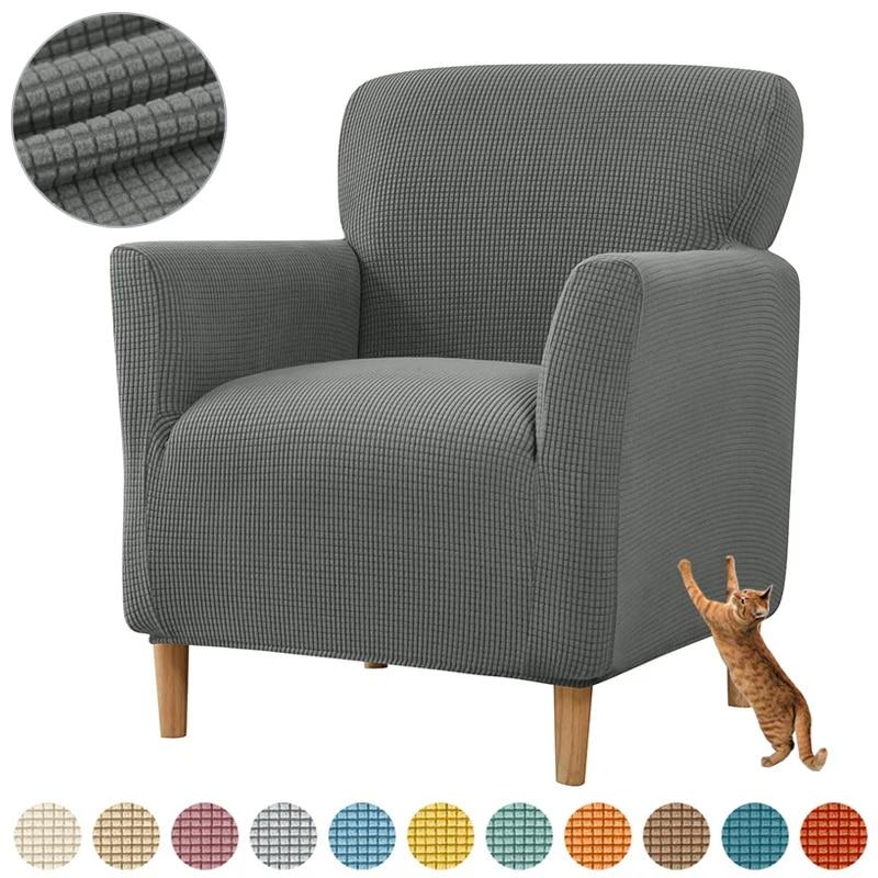 Jacquard Kleiner Einzelsofa-Bezug Elastische Sesselbezüge für Wohnzimmer Küche Büro Schmutzabweisender Waschbarer Stuhlschutz 1 Stück