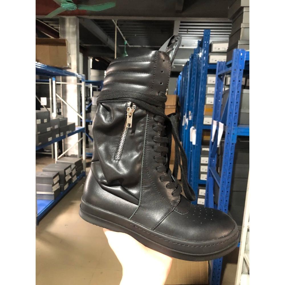 Bottes montantes Rick Vintage Bottes de moto pour hommes Qualité supérieure Cuir véritable Marque Fermeture éclair Bottes longues Femmes Bottines mollet à poche