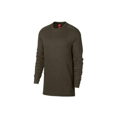 Solid Color Logo Long Sleeve T-Shirt Men Tops Military-Green 925441-325