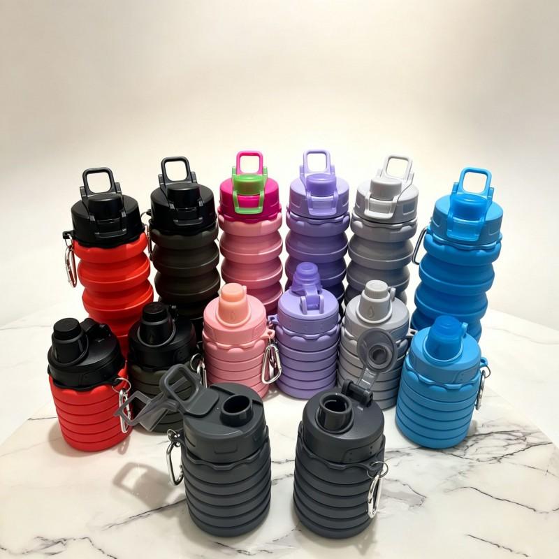 Foldable Silicone Water Bottle 500ml Portable Running Hiking Camping Travel Gym Fitness Outdoor Activities