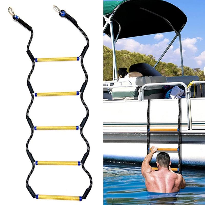 Portable Marine Boarding Rope Ladder Outdoor 5 Step Boat Rope Ladder Durable