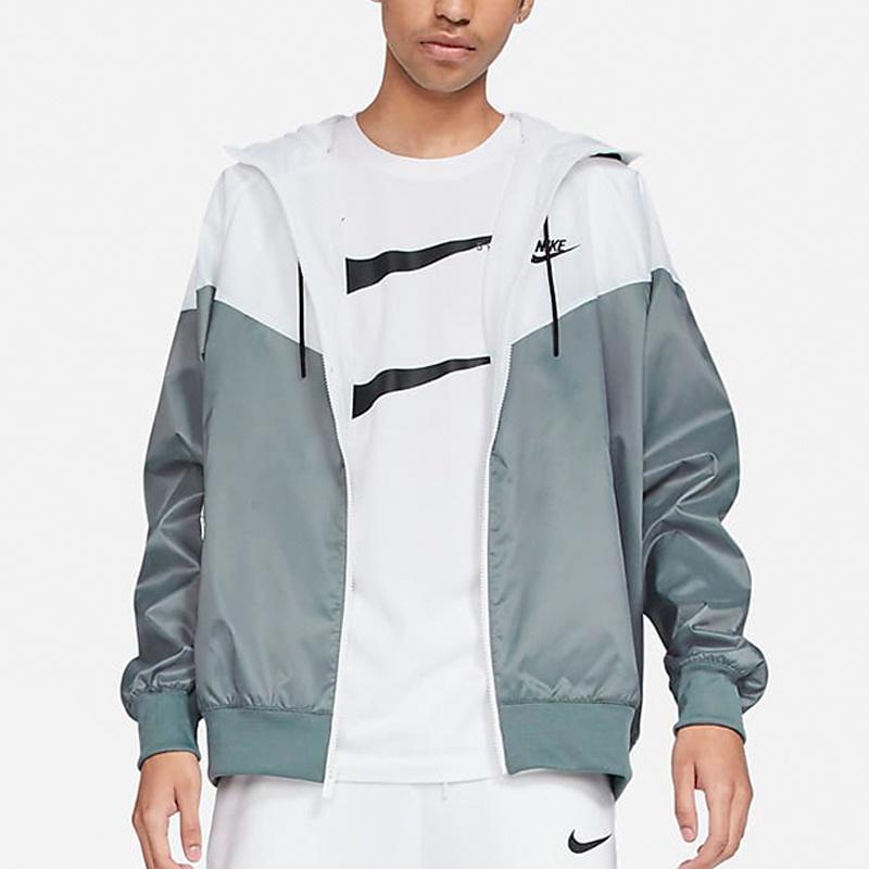 Nike Sport Zipper Hoodie Wind-Proof Jacket Men's GreyWhite DA0001-084