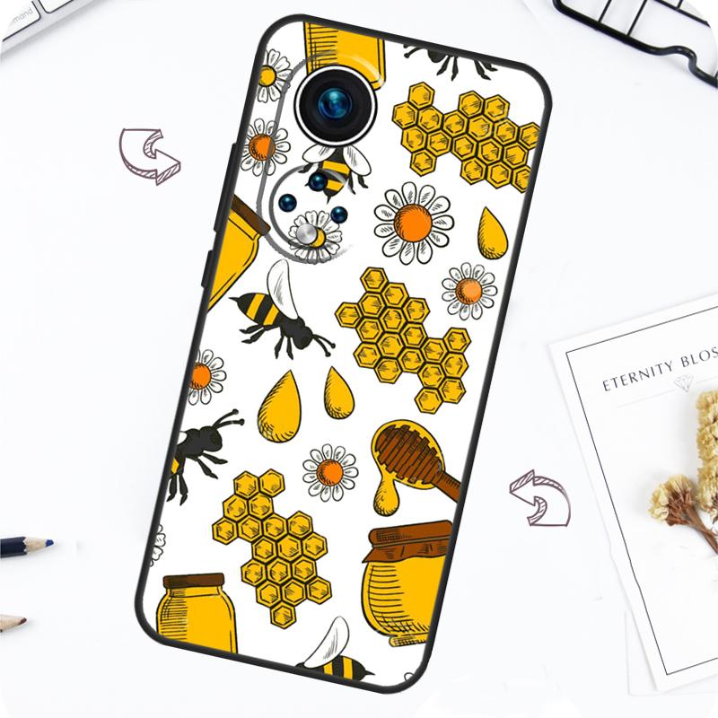 Golden Honeycomb Honey Bee Case For Honor Magic 5 6 7 Lite Honor 200 Pro X8b X9a X8a X8 X9 X9c X9b 50 70 90 Lite Cover