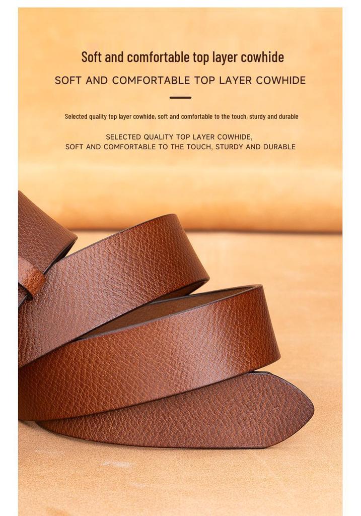 Men's Retro Genuine Cowhide Leather Jeans Belt