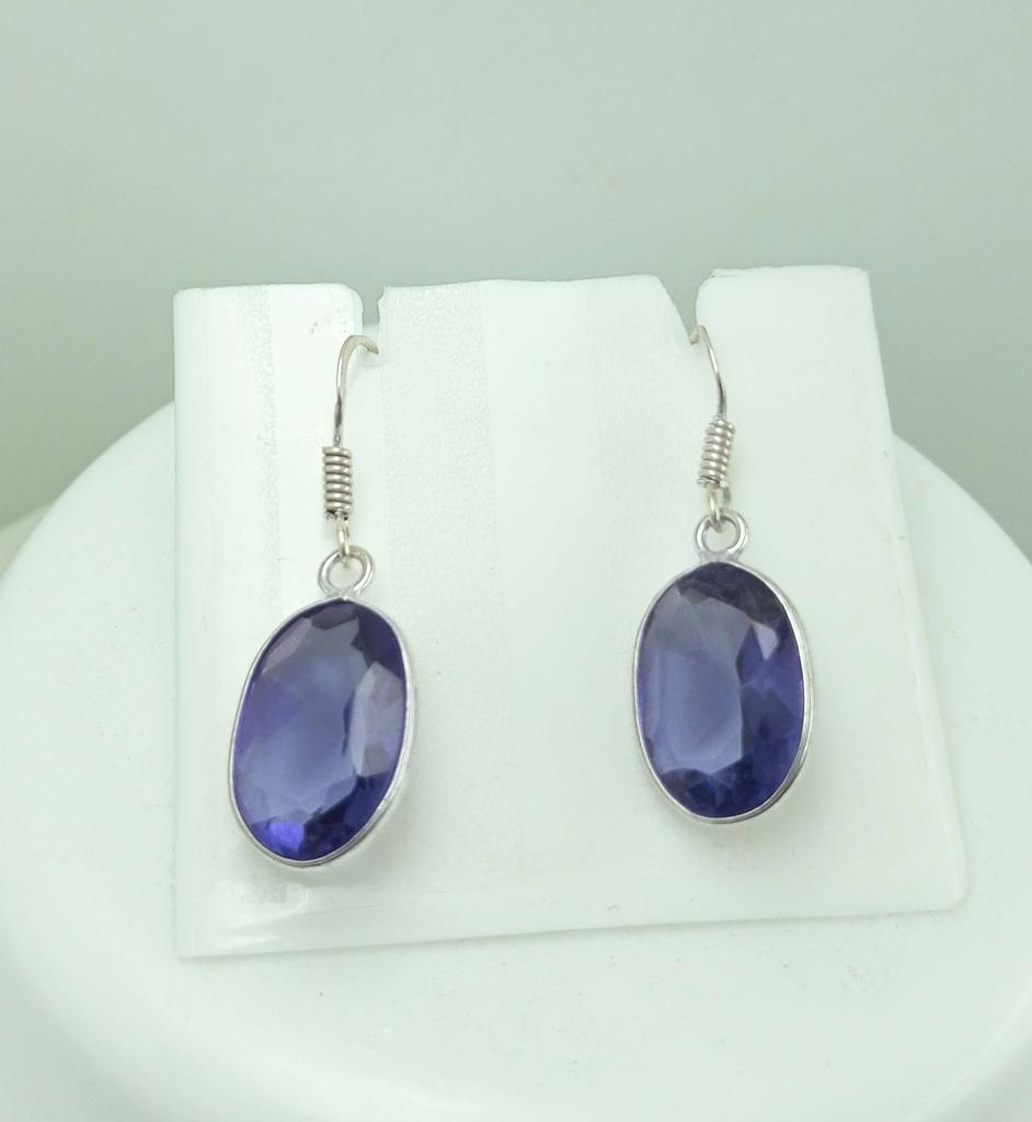 Amethyst Topas Edelstein 925 Sterling Silber vergoldet Haken Damen Ohrringe Schmuck WHE-E33