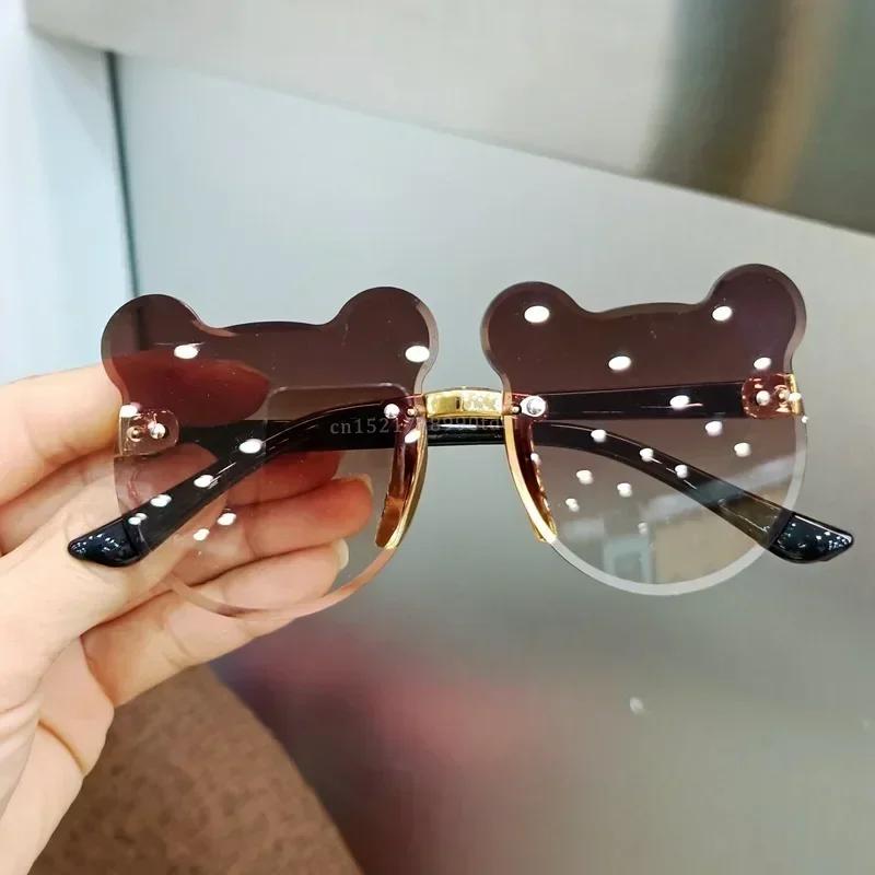 Kids Sun Sunglasses Bear Shape Children Glasses Cartoon Rimless UV400 Child Eyeglasses Outdoor Anti-Glare Girls Boys Sunglasses