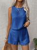 Women's Sleeveless Lace Panel Top and Shorts Two-Piece Summer Set