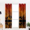 Horses Sunset Lake Scenery Window Curtains Bedroom Kitchen Decor Curtain Panel Window Curtains for Living Room