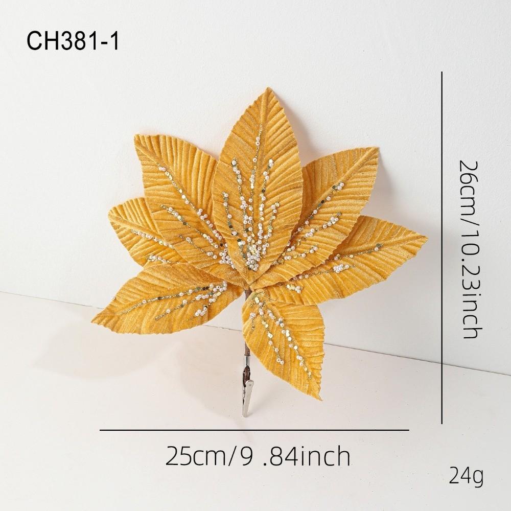 New 25CM Artificial Poinsettia Flower Glitter Sparkling Simulation Flowers Sequins DIY Christmas Flower Christmas Tree Accessory