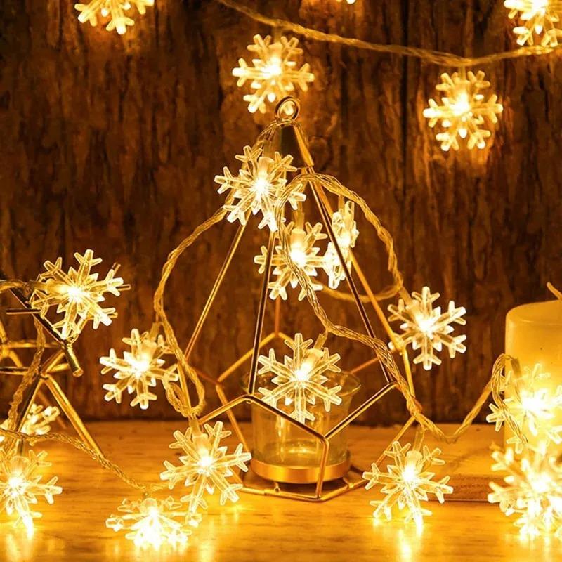 Christmas Snowflake String Lights, Waterproof Battery-Powered String Lights, Garden and Bedroom Decoration, Festival Lighting USB Powered