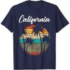 Retro Palm Trees California TShirt Sunset In California Tshirt Men Women Fashion Cotton Tee Tops for Him and Her In California
