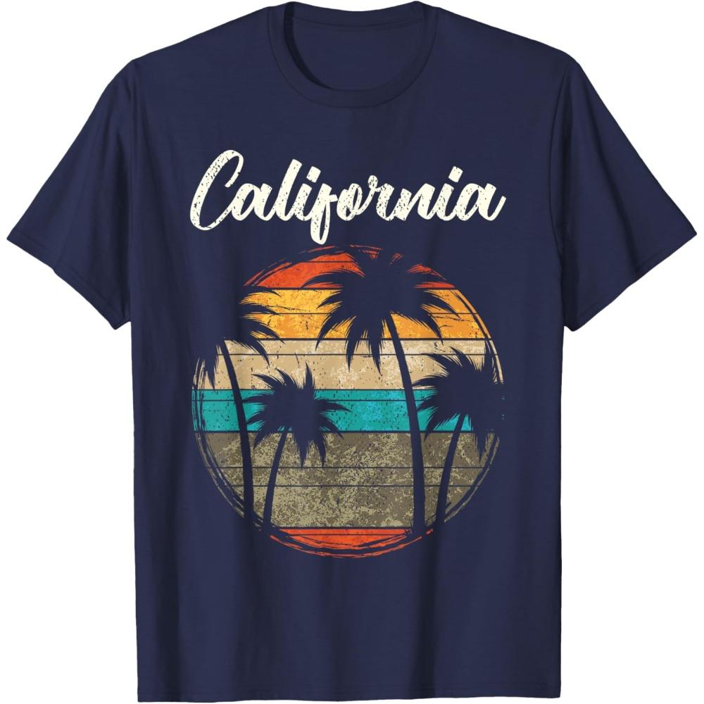 Retro Palm Trees California TShirt Sunset In California Tshirt Men Women Fashion Cotton Tee Tops for Him and Her In California