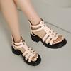Summer Rome Coarse Heel Platform Sandals Strap Rivet Open-toed  Sandals Z